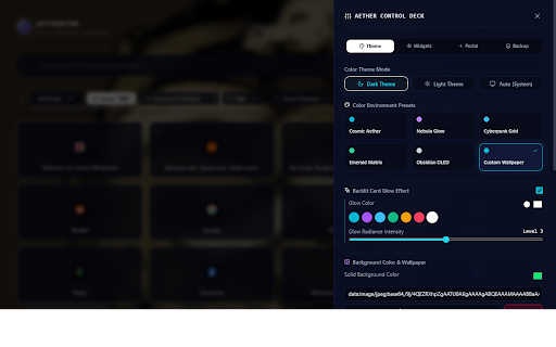 AetherTab - Speed Dial Launchpad :: Private, luminous speed dial with backlit card glow, custom categories, focus timer, clock/calendar, tasks & notes.