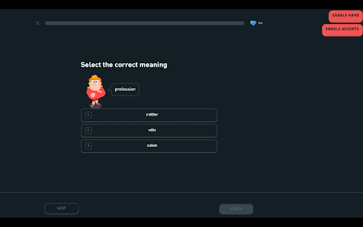 Duolingo Hard Mode :: Replaces multiple-choice questions in Duolingo with typing input.