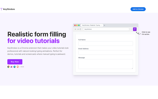 KeyStrokes - Realistic Typing Simulation :: Fill out forms with a realistic typing animation for demos, tutorials, and presentations