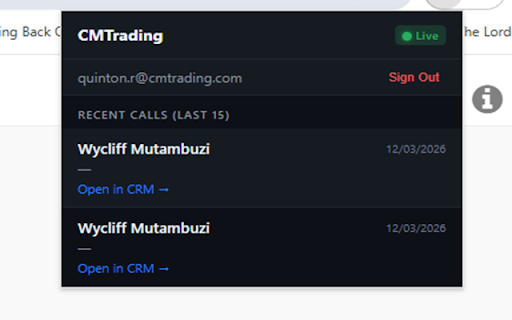 CMTrading Call Notifier :: Live call alerts for CMTrading retention agents