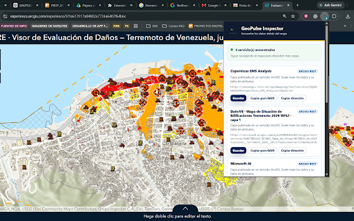 GeoPulse Inspector by DALPGIS :: Descubre los servicios ArcGIS REST, WMS y WFS detrás de cualquier visor de mapas. Guárdalos por proyecto y ábrelos en QGIS.