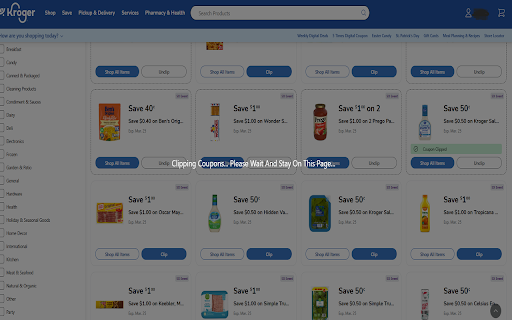 Kroger Auto Coupon Clipper :: Automatically clips all available Kroger and affiliated store coupons after ensuring 'Load More' is complete.