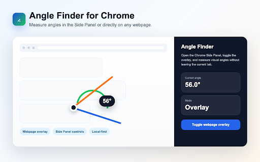 Angle Finder - Measure Angles Anywhere :: Measure angles in a side panel or directly on the current webpage.