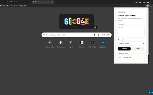 Meme Text Maker :: Turn normal text into playful meme-style text in a clean minimal popup.