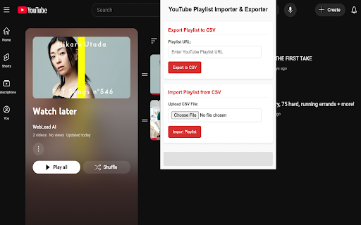 YouTube Playlist Importer & Exporter :: Export YouTube playlist details to CSV and import playlists from CSV.
