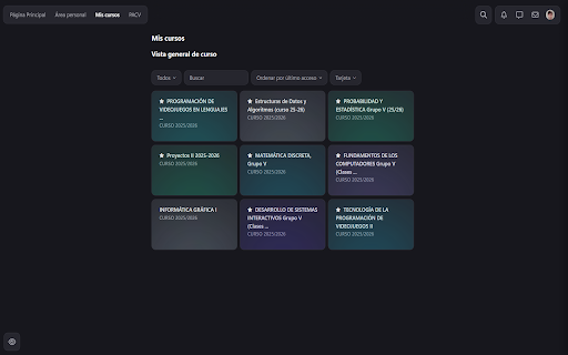 Dark-VCS :: Dark theme for Moodle Virtual Campuses (UCM, UPM)