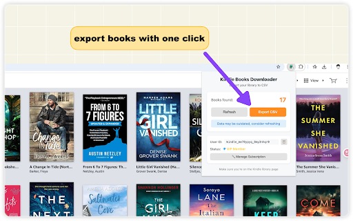 Amazon Books Downloader :: Export your Kindle library data including ASIN, title, cover, and authors to CSV format