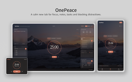 OnePeace :: A calm new tab for focus, notes, and blocking distractions.
