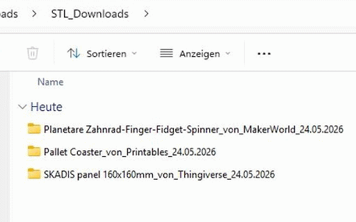 3D Model Auto-Downloader :: Lädt STL, 3MF und ZIP-Dateien von MakerWorld, Printables und Thingiverse automatisch in sortierte Unterordner.