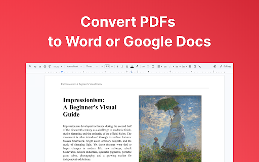 PDF to Docs :: Use the pdf to docs converter to instantly convert pdf to word or a fully editable Google Doc.