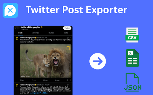 Twitter Post Exporter - Download Twitter / X Posts :: Bulk export Twitter/X posts to CSV, JSON, or Excel with Twitter Post Exporter. Quick, easy social media backup & analytics.