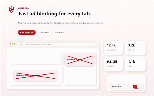 AdBlock AI :: Production-grade modular ad, tracker, anti-adblock, and privacy protection for Chromium browsers.