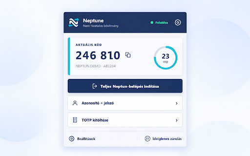 Neptune – nem hivatalos :: Nem hivatalos, helyben működő segéd a GDE Neptun belépési és kétlépcsős azonosítási folyamatához.