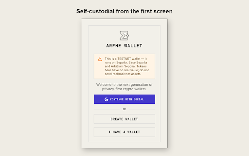 Arfhe Wallet :: FHE wallet with encrypted on-chain balances. Public testnet only — Sepolia, Base Sepolia and Arbitrum Sepolia. No real funds.