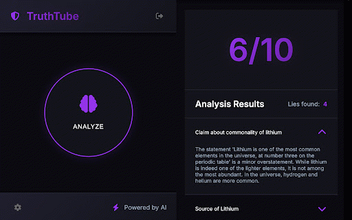 TruthTube :: AI-powered Chrome extension that detects misleading information in YouTube Shorts.