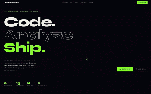 LeetFolio :: Auto-sync LeetCode solutions to GitHub with rich READMEs and complexity analysis.