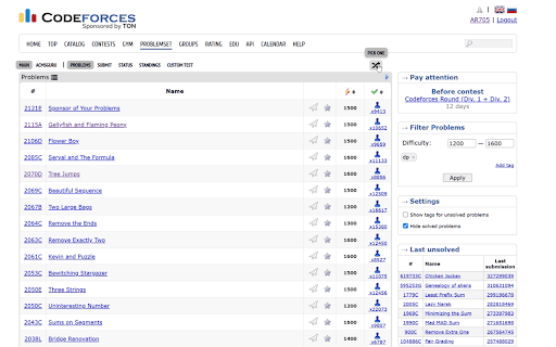 Codeforces Problem Picker :: Choose a random problem from problemset on Codeforces.