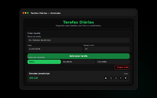 Tarefas Diárias :: Gerencie tarefas com cronômetro e alerta sonoro.