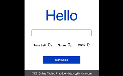 Typing Speed Game :: Test and improve your typing speed with random English words.