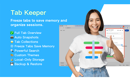 Tab Keeper :: Powerful tab management made simple. Save and restore browsing sessions with one click, while optimizing memory and battery usage.