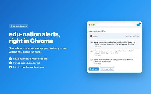Edunation Notifier :: Shows edu-nation notifications in Chrome, without keeping a tab open.