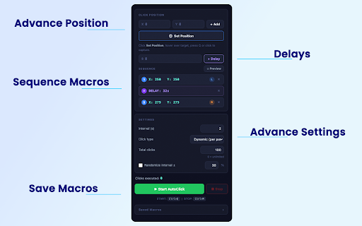 Click Easy - Auto Clicker Macro :: Automate clicks with ease. Record positions, set delays, build macro sequences, and replay them on any webpage.