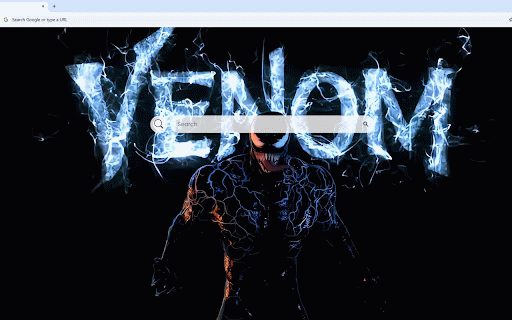 Venom Live Wallpaper :: Dark Venom symbiote with glowing veins and blazing text against black background.