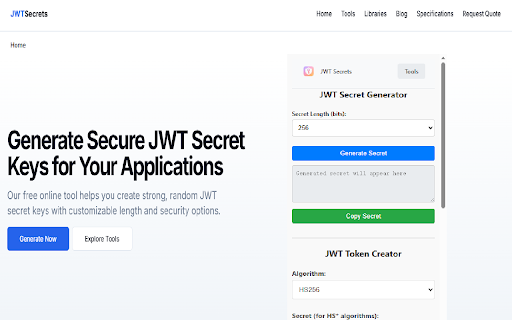 JWT Secrets & JSON Web Token Generator :: Easily Generate JWT Keys and Tokens in the Browser。