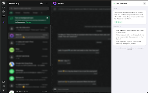 WA Summarizer for WhatsApp :: Summarize WhatsApp Web group chats instantly using on-device AI. No data leaves your computer.