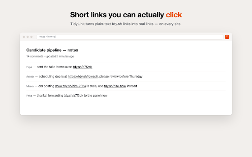 TidyLink :: Turns plain-text tdy.sh/... short links into clickable links on any page.
