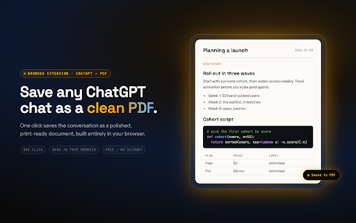 PDF Exporter for ChatGPT - Vellum :: ChatGPT to PDF in one click: full long chats, images, code, tables kept. Free, no account, built in your browser.