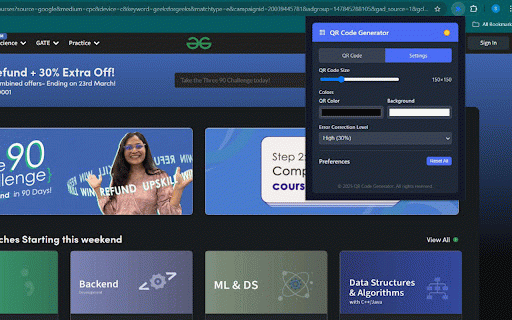Quick QR Code Generator :: Generate a QR code for the current webpage.