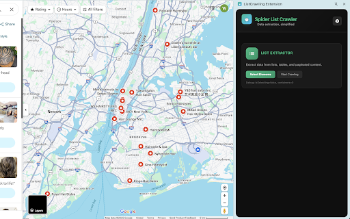 Spider ListCrawling Extension :: Web page element selection and data extraction tool