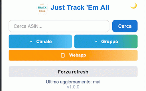 Just Track 'Em All :: Mostra se un prodotto Amazon è tracciato su Just Track 'Em All e il suo limite di prezzo.