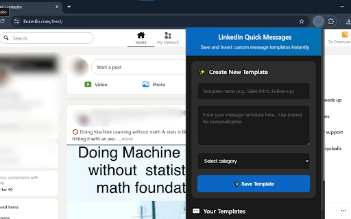 LinkedIn Quick Message Templates :: Save time with custom message templates for LinkedIn messaging