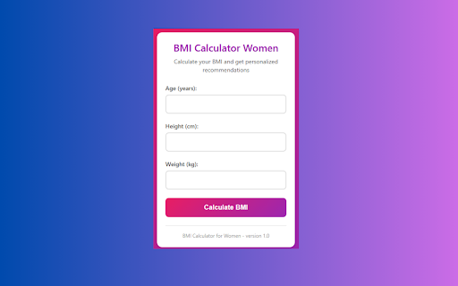 BMI Calculator Female :: BMI calculator for female with result analysis and recommendations