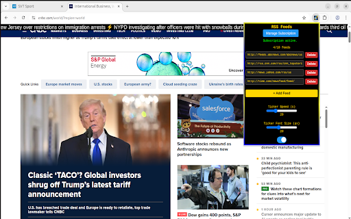 TickerTapePro - Live RSS News :: TickerTapePro — display live RSS headlines as a moving ticker on any webpage; monitor multiple feeds and get real-time updates.