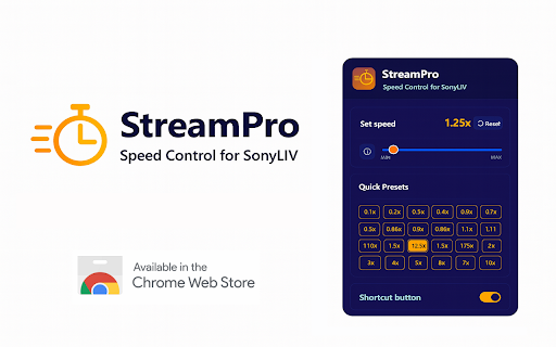 StreamPro: Speed Control works with SonyLIV :: Independent software not affiliated with SonyLIV. Control SonyLIV video playback speed and watch at your own pace.