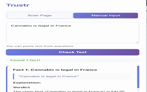Trustr :: Fact check content on any webpage using Trustr.