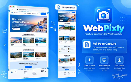 WebPixly - Website Screenshots Fullpage, Screenshot Editor :: Capture high-quality screenshots—full page, visible area, or custom selection. Edit and export as PNG or JPG.