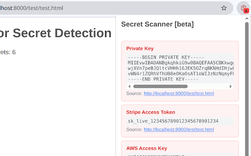 Secret Scanner :: Scan web pages for API keys or passwords