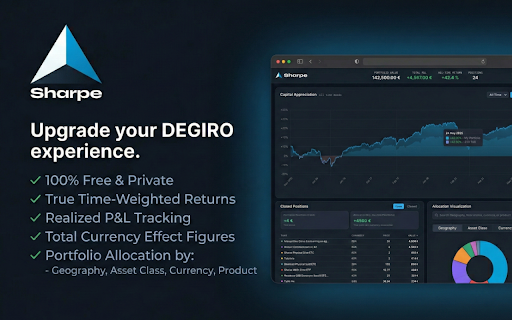 Sharpe: Portfolio Analytics for DEGIRO :: Upgrade DEGIRO with a secure, local dashboard offering advanced return tracking, risk grading, and deep insights.