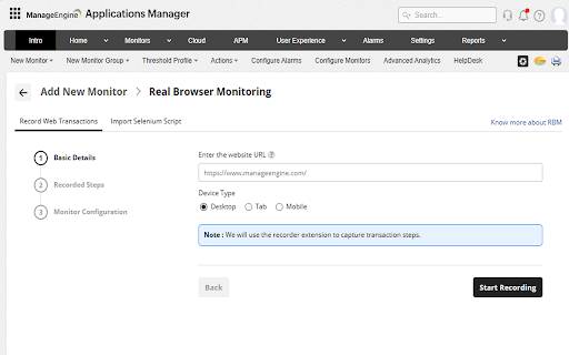 Applications Manager Web Transaction (RBM) Recorder :: Applications Manager Web Transaction (RBM) Recorder