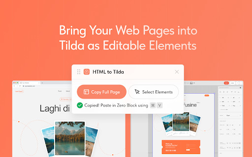 HTML to Tilda :: Capture a live web page or selected elements and copy them as JSON to paste into Tilda ZeroBlock.