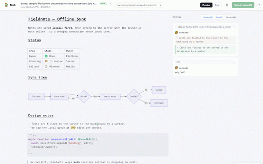Bark :: Google Docs-like Markdown review for GitHub Pull Requests