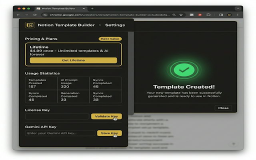 Notion Template Builder :: Create beautiful Notion templates instantly from blueprints or AI-powered descriptions. Works directly in your Notion workspace.