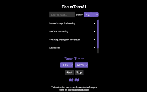 FocusTabsAI :: Efficiently organize and manage your browser tabs with additional focus features
