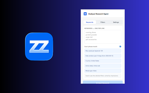 Analyzzi Research Agent :: Save trending products you discover while browsing and track how they perform over time — your ecommerce research companion.