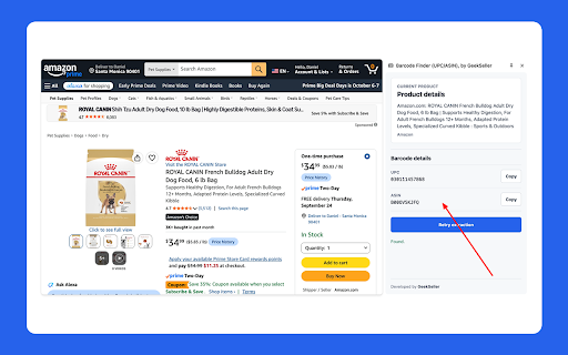 Barcode Finder (UPC/ASIN), by GeekSeller :: Extract UPC or ASIN from Amazon and Walmart. Extension by GeekSeller.