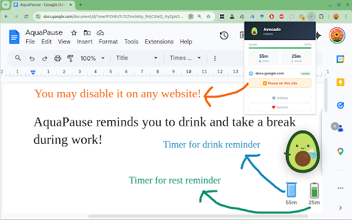 Aqua Pause :: A virtual companion that reminds you to drink water and take breaks.